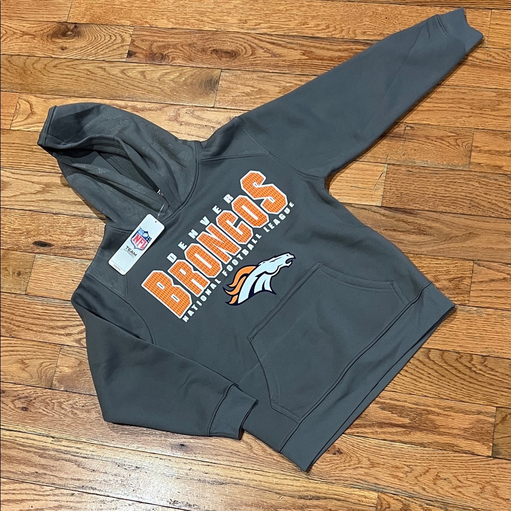 NFL Gray and Orange Broncos Kids Hoodie